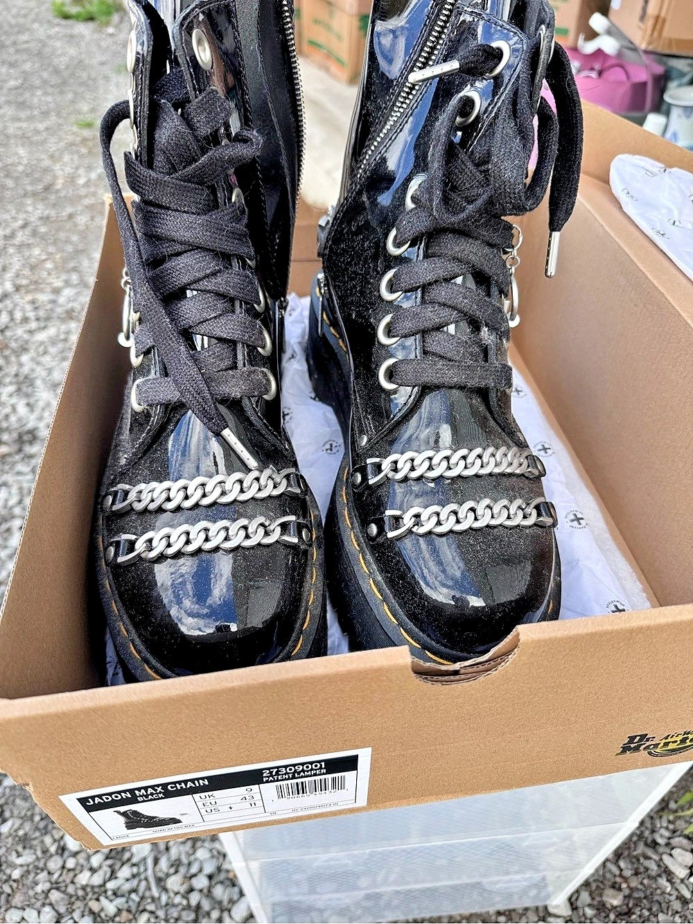 Demonia Jadon Max Chain Platform Combat Boots Black Like New US 11